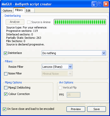 MeGUI: AviSynth Script Creator